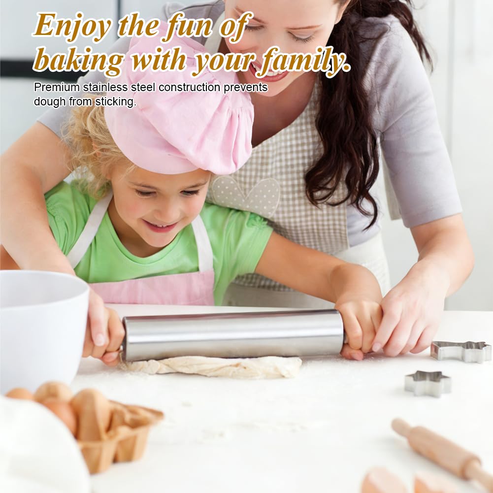Mattarello In Acciaio Inossidabile 43 cm, Mattarello Antiaderente Rotante, Igienico E Facile Da Pulire, Accessorio Da Cucina Per Pizza, Pasta, Fondant, Biscotti, Torte