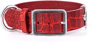 MyFamily Adjustable Dog Collar in Genuine Italian Made Leather, Antique Silver Metallic Finish, Comfortable and Durable, Handmade, Tucson Collection