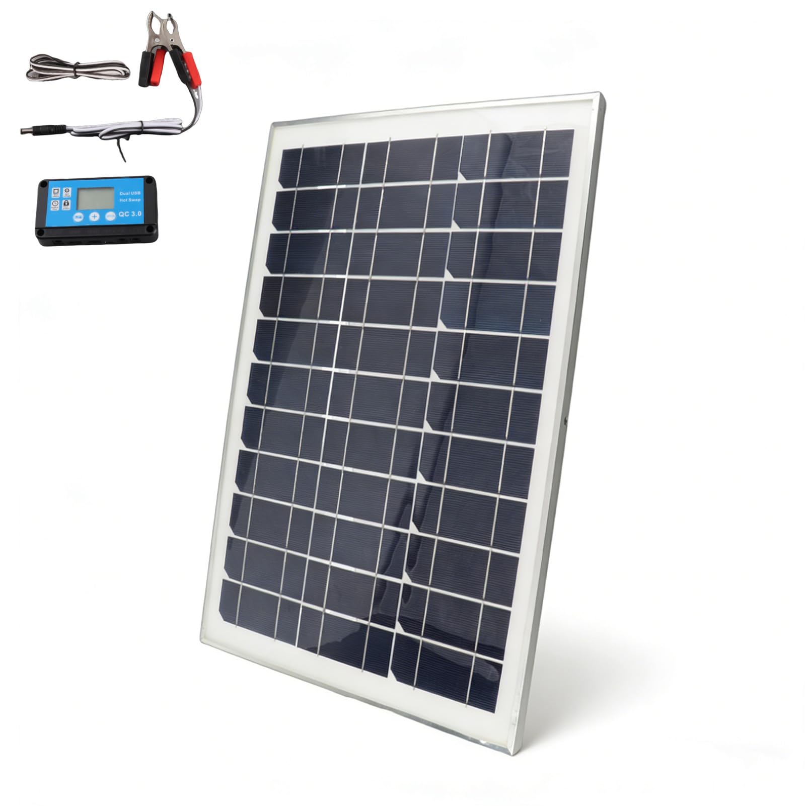 Kit de Panneaux Solaires, Panneau Solaire 100W Module Solaire Monocristallin Mainteneur Panneau Solaire Portable avec Contrôleur étanche 20A 12V 24V pour Camping-Car Intérieur et Extérieur