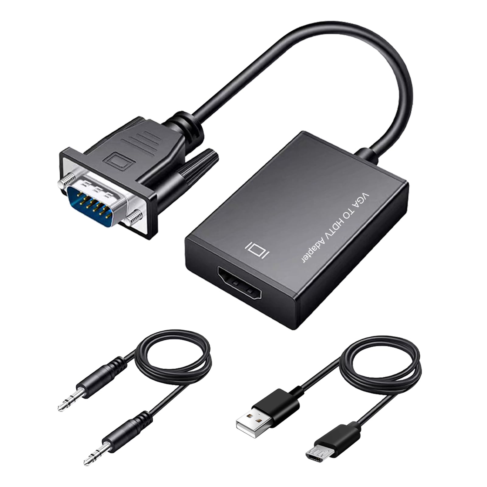 Adattatore da VGA a HDMI, 1080P Convertitore VGA Maschio a HDMI Femmina con Cavo Audio da 3,5 mm e Cavo USB, Compatibile con PC Desktop Laptop Monitor Proiettore HDTV, per Trasmissione Video e Audio