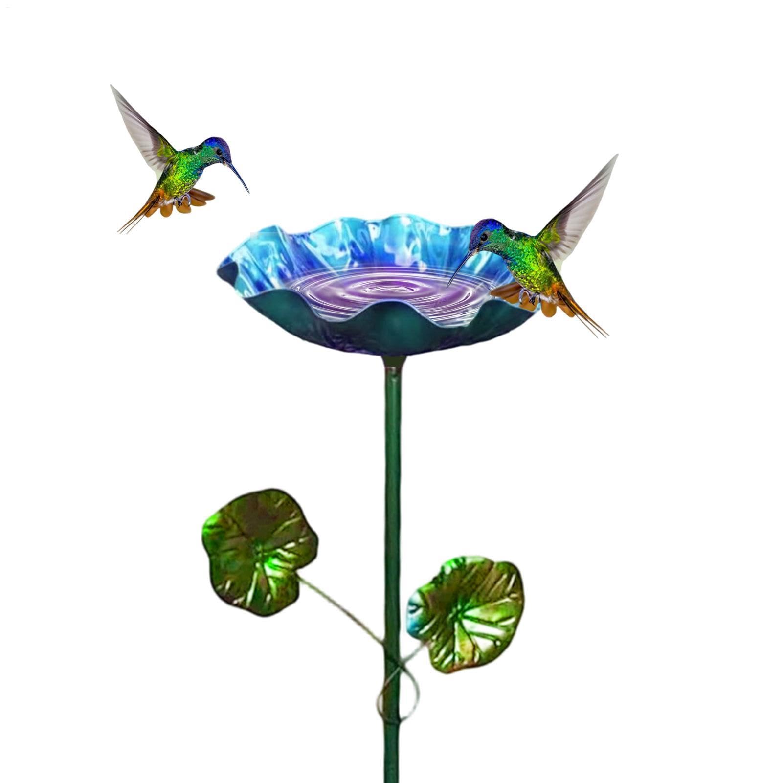 Fuente para pájaros con estaca de metal decorativa