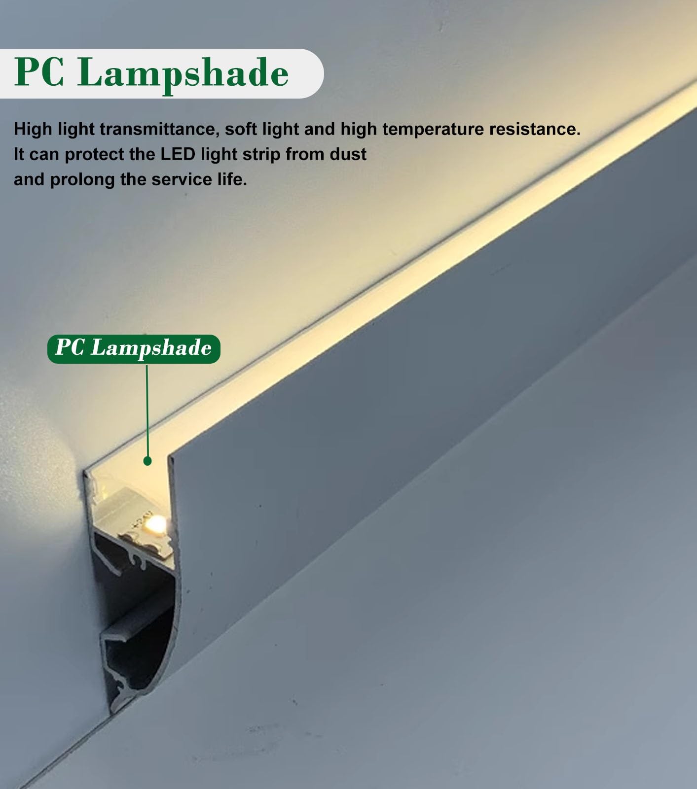 LED-Diffusor mit Wandhalterung, 2,5 m / 8.2ft, wasserdichter K für indirekte Beleuchtung im Innen- und Außenbereich, ideal für Deckengesims und Kronenform-Dekor, Schwarz