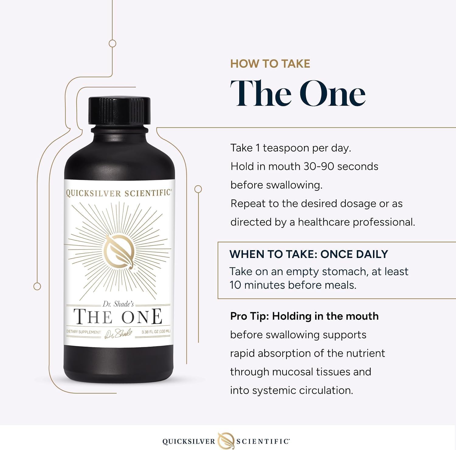 Quicksilver Scientific The ONE Mitochondrial Elixir - Mitochondria Supplement to Support Cellular Health with Phosphatidylcholine, Resveratrol, Reishi Mushroom & CoQ10 Liquid (3.38 Fl oz / 100ml)