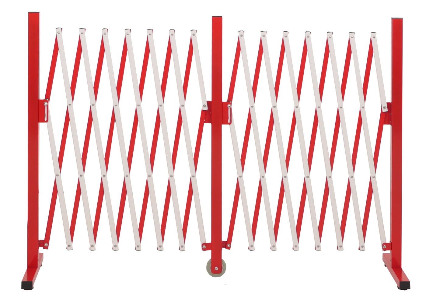 Mendler Alu Absperrgitter HWC-B34 ausziehbar 103x53-411cm - rot-weiß | Zaun, Schutzgitter, Scherengitter, Trenngitter
