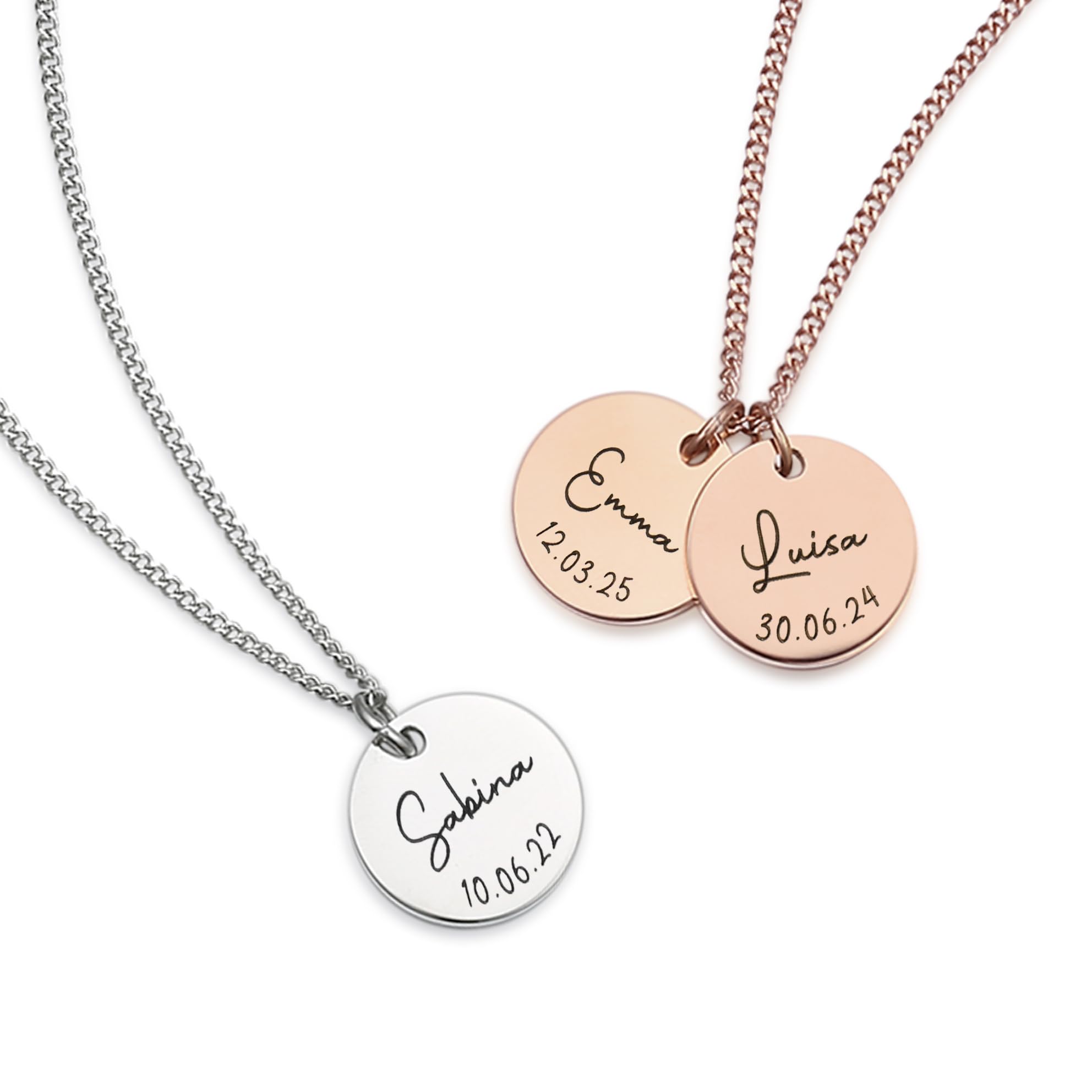 The Magical touch Personalisierte Kette mit Gravur – Namenskette Damen für Mama mit Kindernamen, Familienkette, Buchstabenkette | Halskette mit Namen aus Edelstahl – Gold, Silber, Roségold