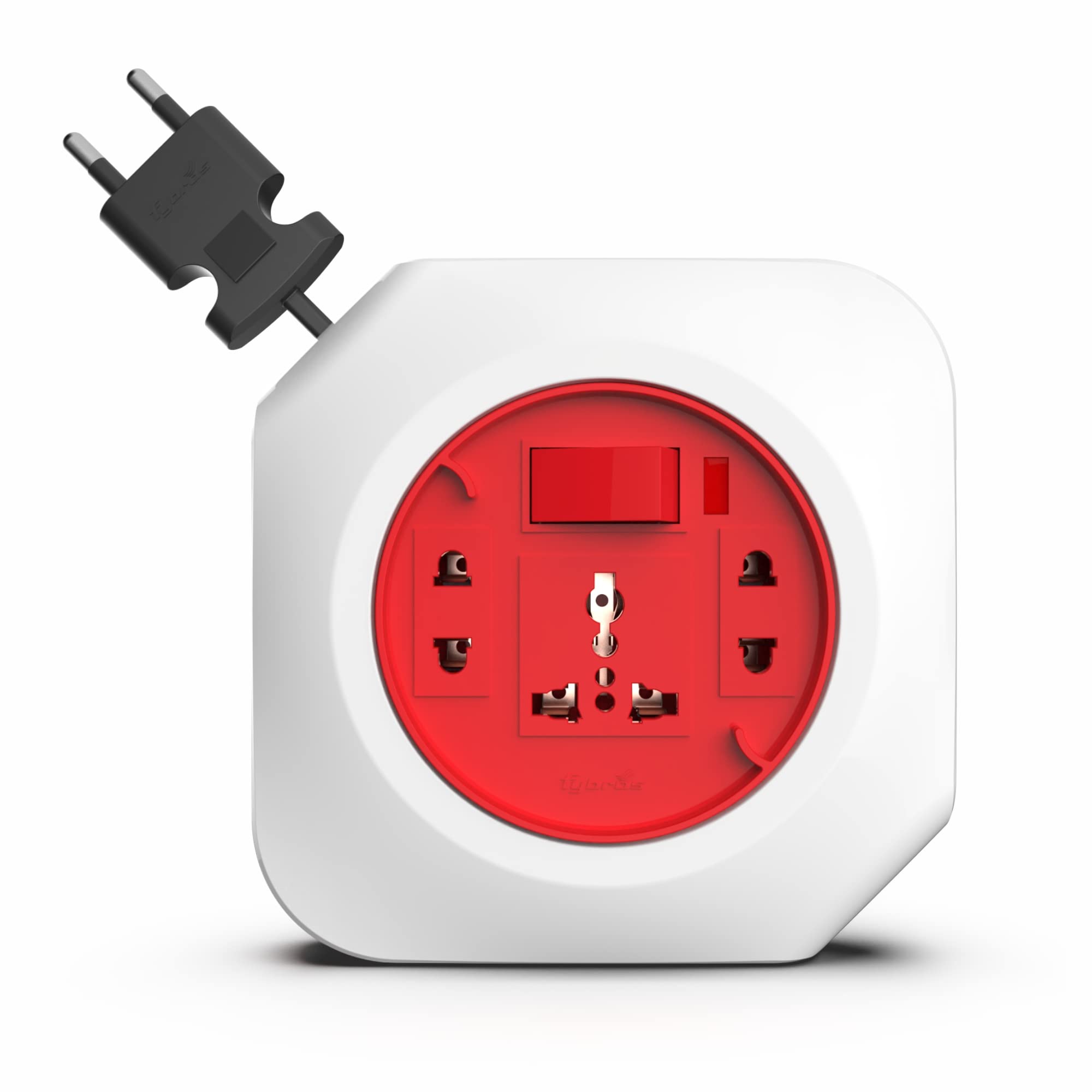 Fybros Crystal Square 2 Pin Extension Cord,Power Strip with International Sockets Extension Board,6 AMP Output, 2 Year Warranty, 5 Meter Heavy Duty Cable, Surge and Spike Guard - Made in India