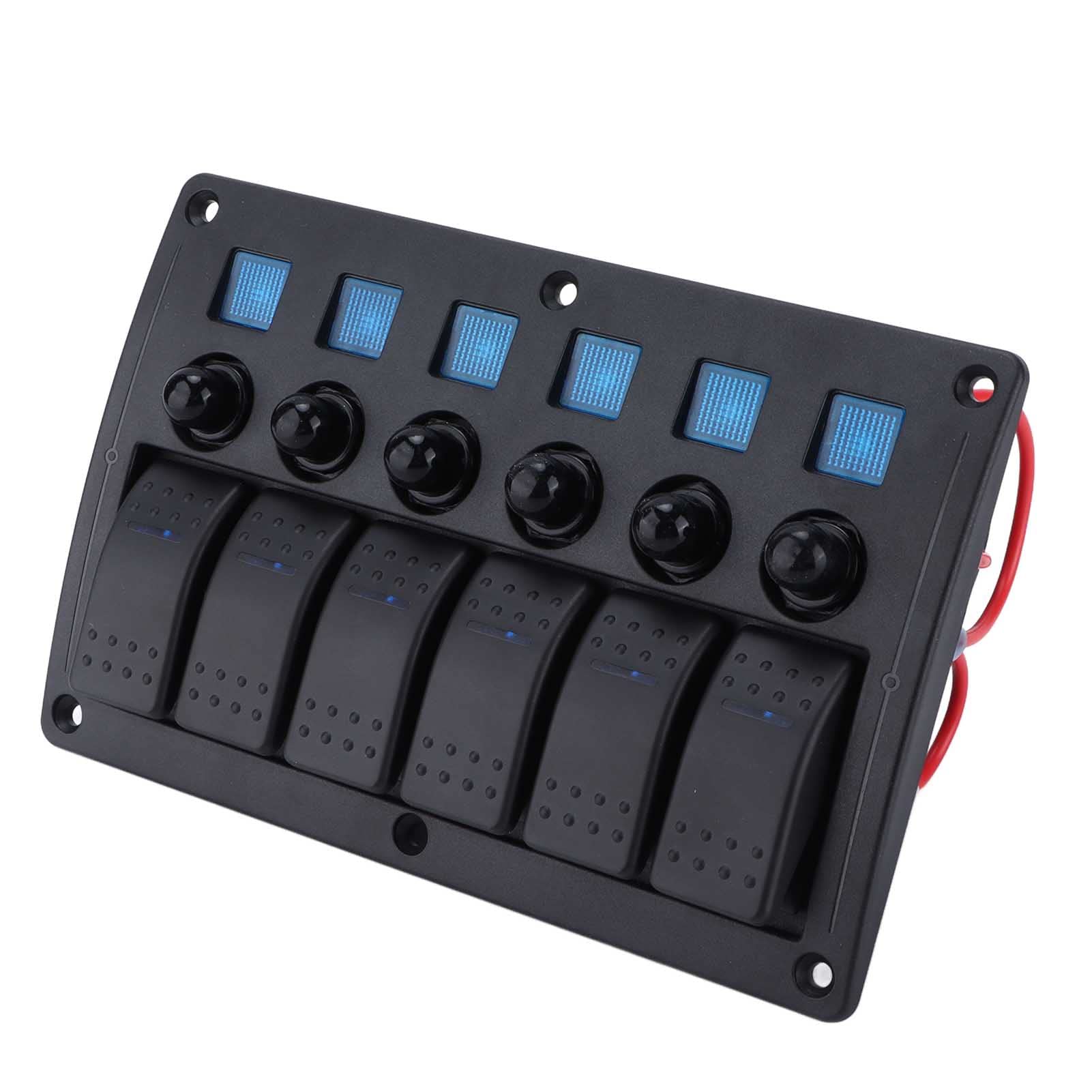 Panel przełączników kołyskowych 6-krotny 12V 24V Niebieska dioda LED IP65 Wodoodporna z ładowarką USB do łodzi morskiej RV SUV Truck