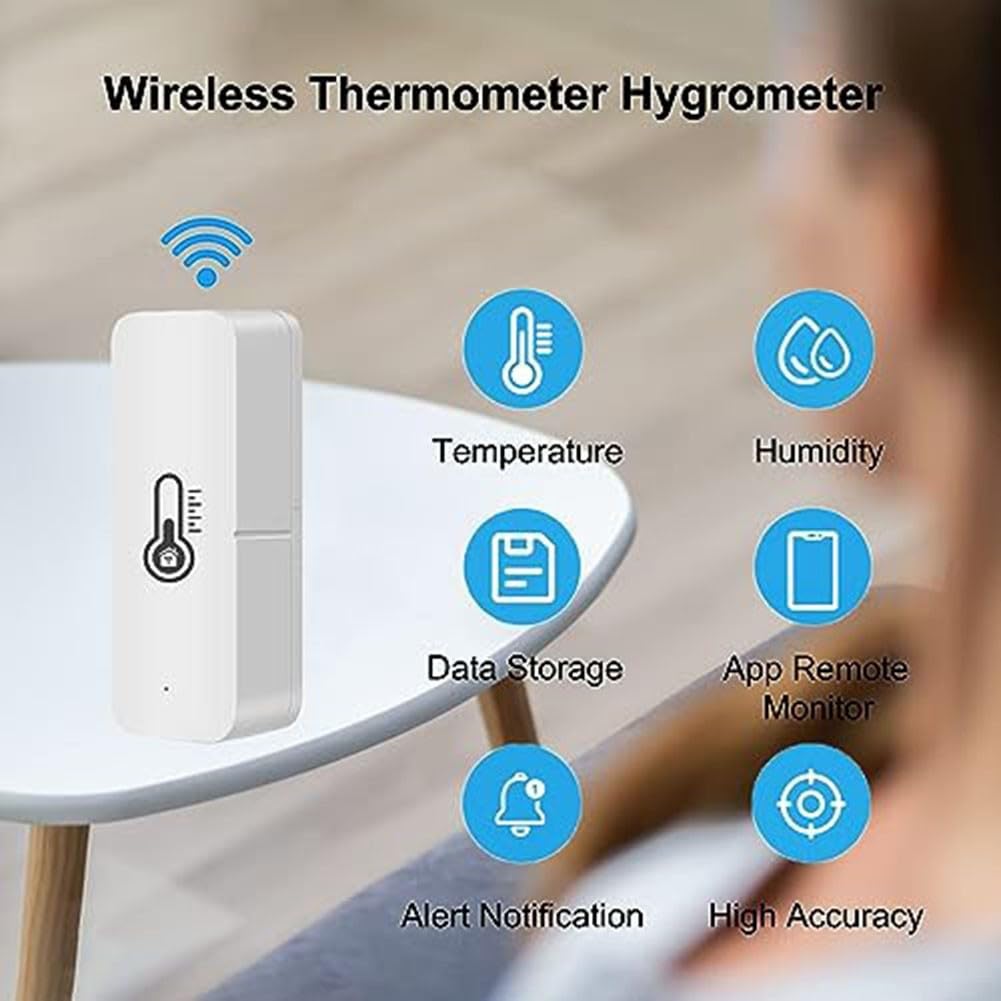 Wifi für Tuya Smart Temperatur- und Feuchtigkeitssensor, für Zigbee Hygrometer Thermometer mit Echtzeit-Benachrichtigungen, für Smart-Home-Geräte (4 Stück WLAN)