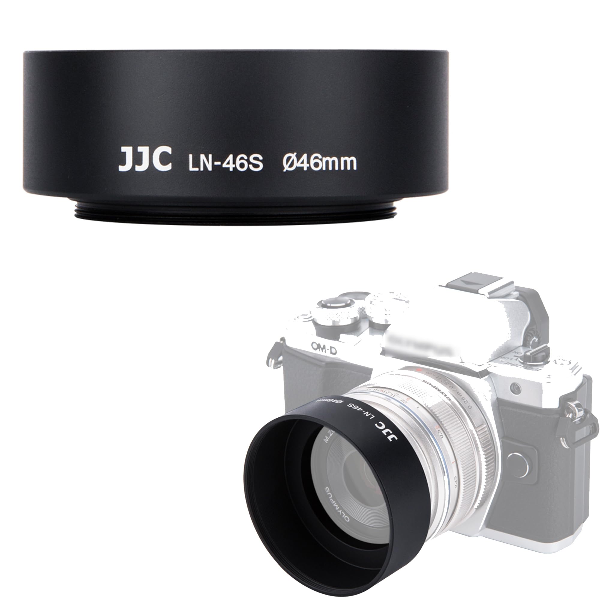 Przykręcana metalowa osłona obiektywu 46 mm osłona przeciwsłoneczna do aparatu OLYMPUS M.ZUIKO DIGITAL 25 mm 17 mm obiektyw na OM-D E-M1X E-M10 E-M5 Mark III DSLR i obiektywach oyher z gwintem filtra