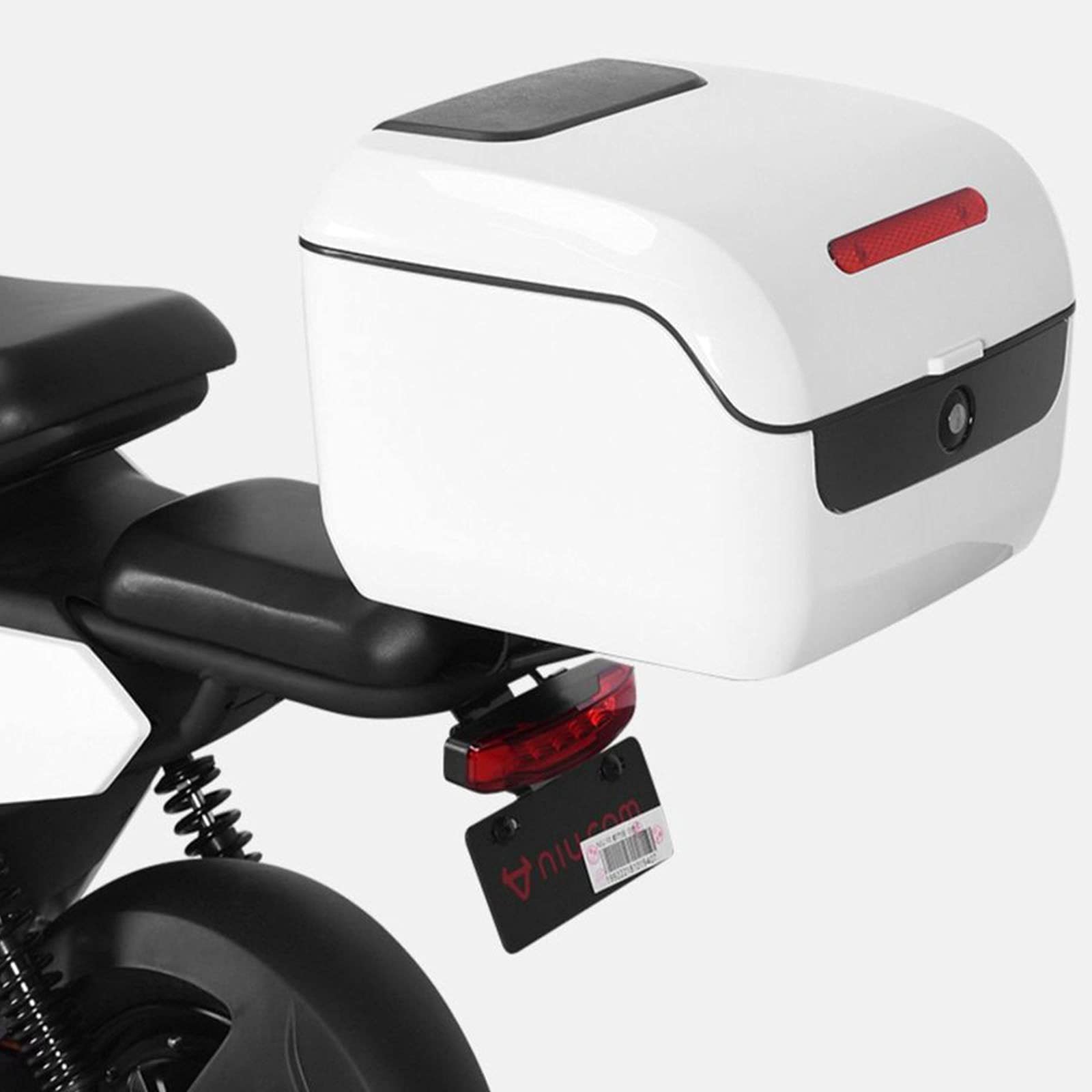 ZHUAKNS Motorcycle Touring Top Box Tail Trunk Luggage Box ​box Helmet Storage Box with Warning Reflector and Accessories,White