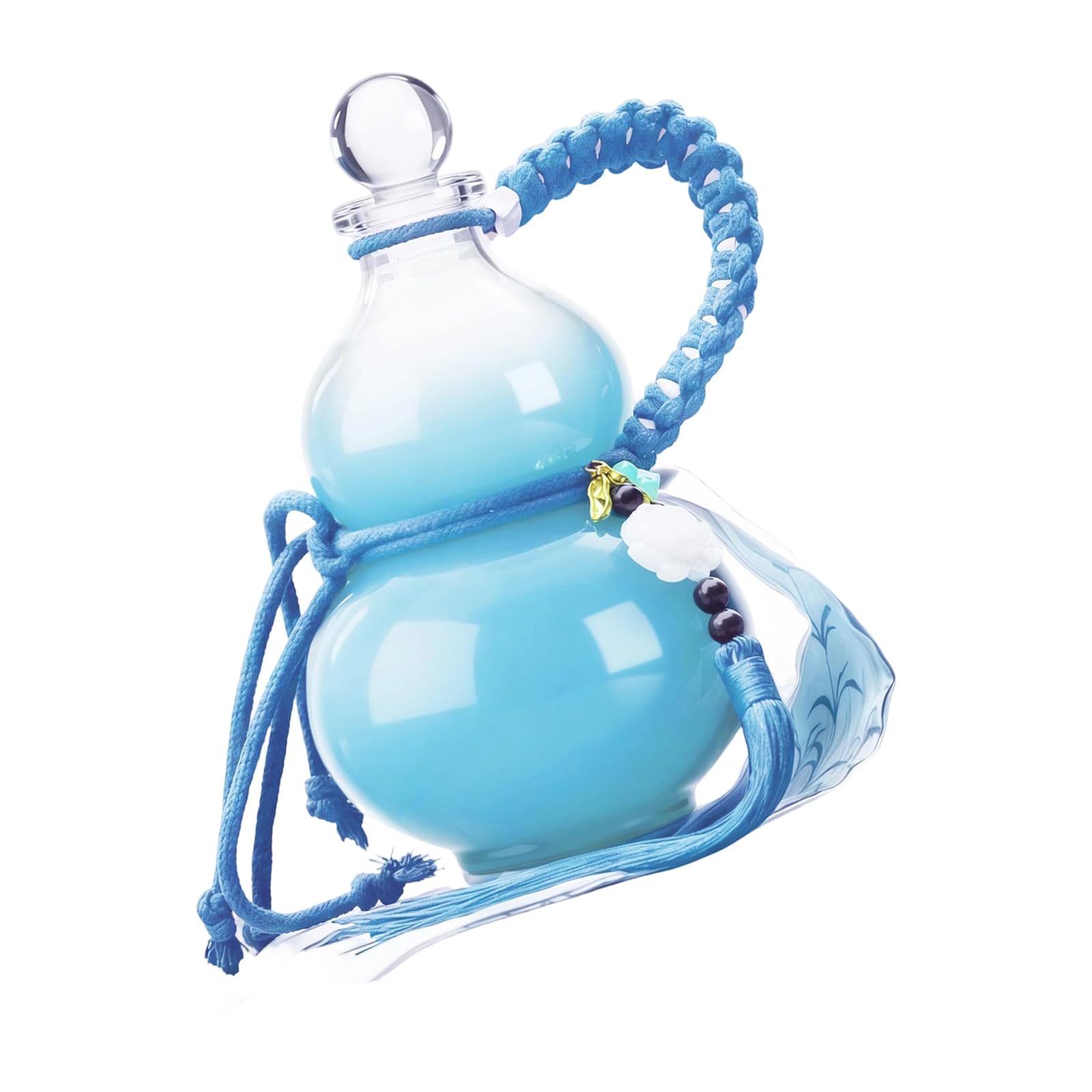 Whoasyst Artistic Gradients Color Glass Gourd Shape Water Bottle with Weaving Handle 500Ml Liquor Flasks for Juices Tea Decors Glass Gourd Water Bottle