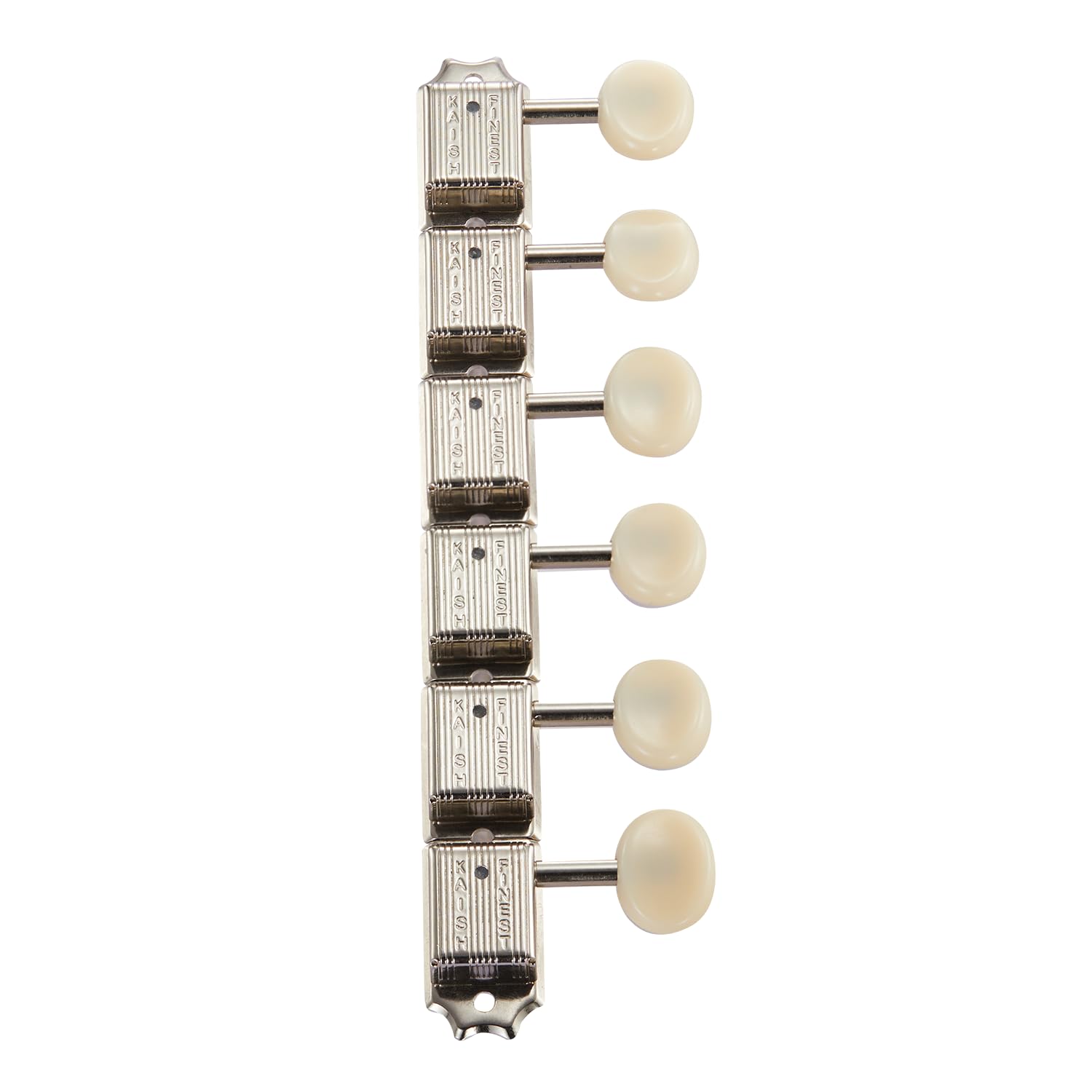 KAISH Nickel w/Aged White Split Vintage Guitar Tuning Keys Tuners for Strat/Tele Korea Made, Nickel with Aged White Button - Image 3