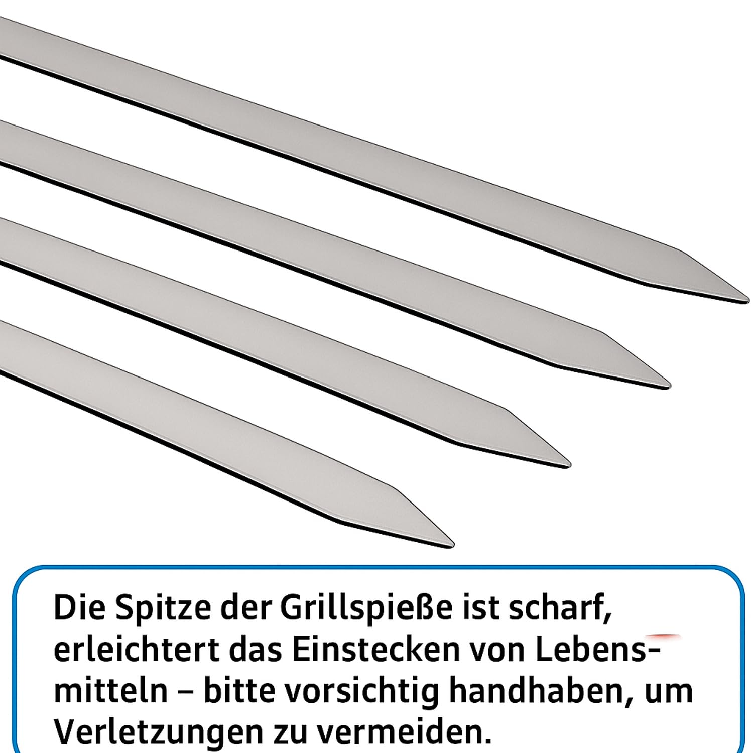 ZMC 20 spiedini per kebab da 55 cm, in acciaio inox, 2 cm di larghezza, 2 mm di spessore, con manico in legno, antiruggine, per carne, verdure, pesce, stabili e riutilizzabili per barbecue e barbecue