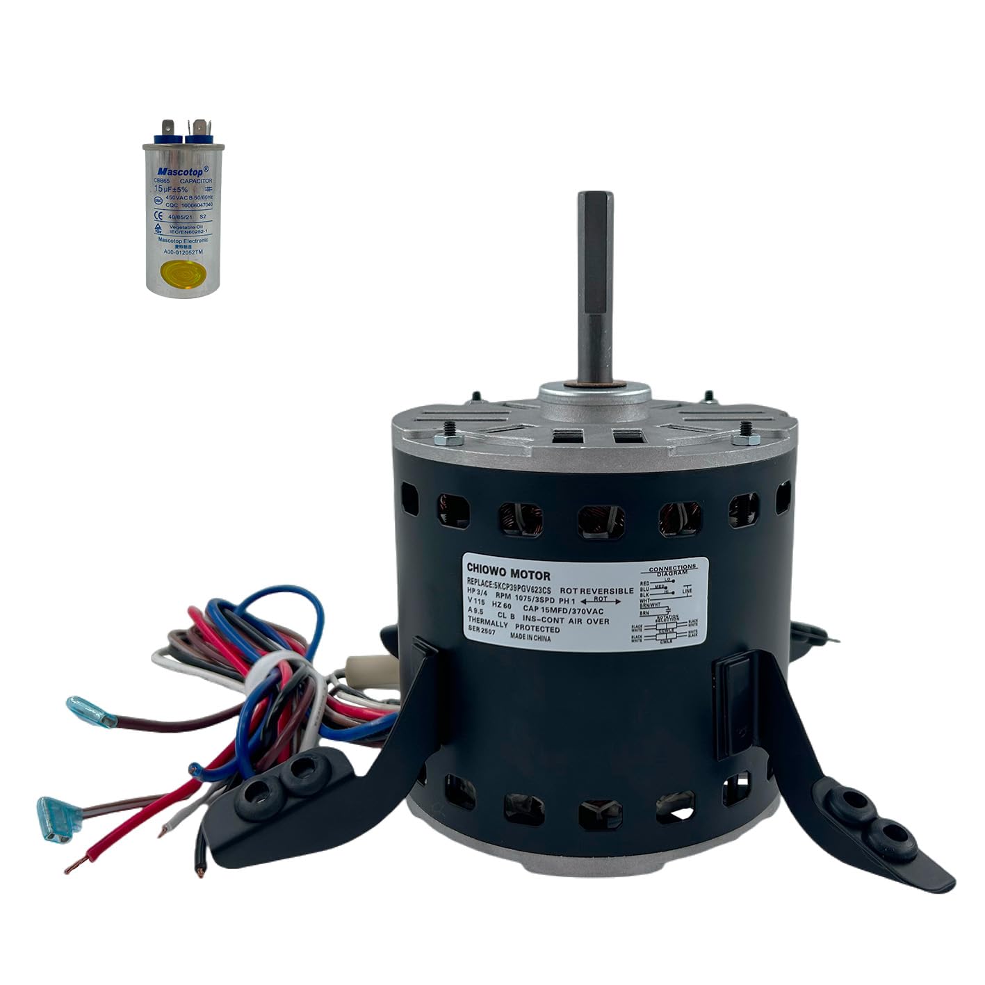 5KCP39PGV623CS HC45TE113 Blower Fan Motor 3/4HP 115V 9.5A 1075RPM 3-Speeds Compatible with Carrier Bryant Payne Furnace Replacement Y7L623F515S 82113