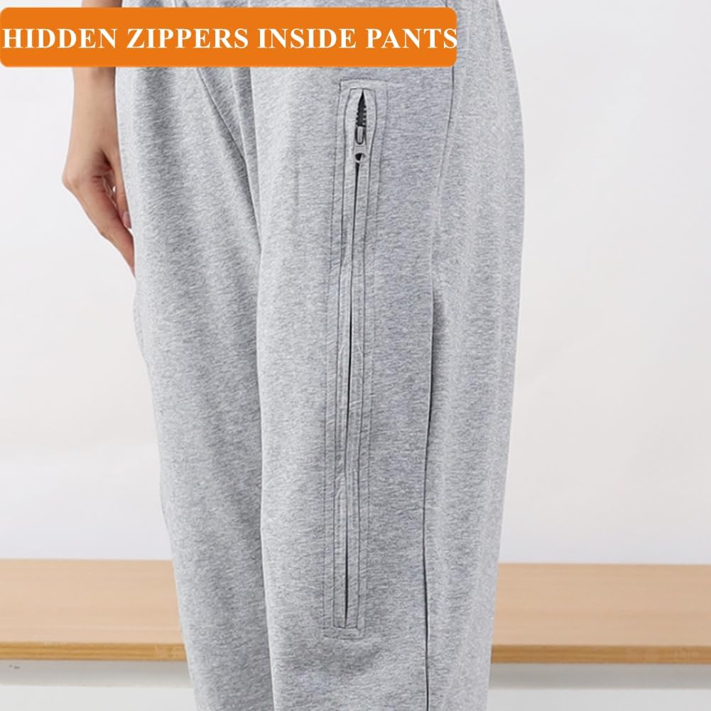 WEEOATAR Unisex Incontinence Care Pants,Fistula Pants,Catheter Clothing Incontinence Pants,Urine Bag Trousers with Double Pockets for Nephrostomy,Foley,Suprapubic&Biliary Catheters(Grey,Short,XXL) - Image 4