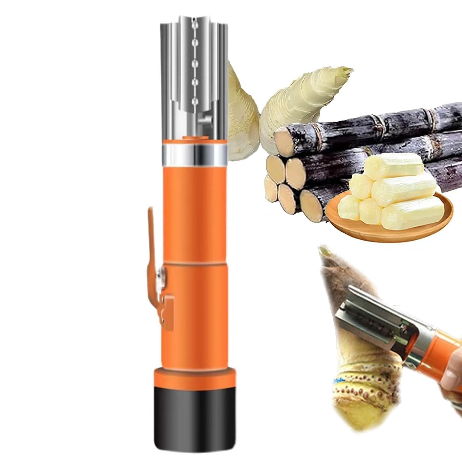Automatic Sugarcane Scraping Machine, Portable Electric Sugar Cane Peeler With Protective Cover, Skin Remover For Juice Bar, Fruit Stall, Home Kitchen