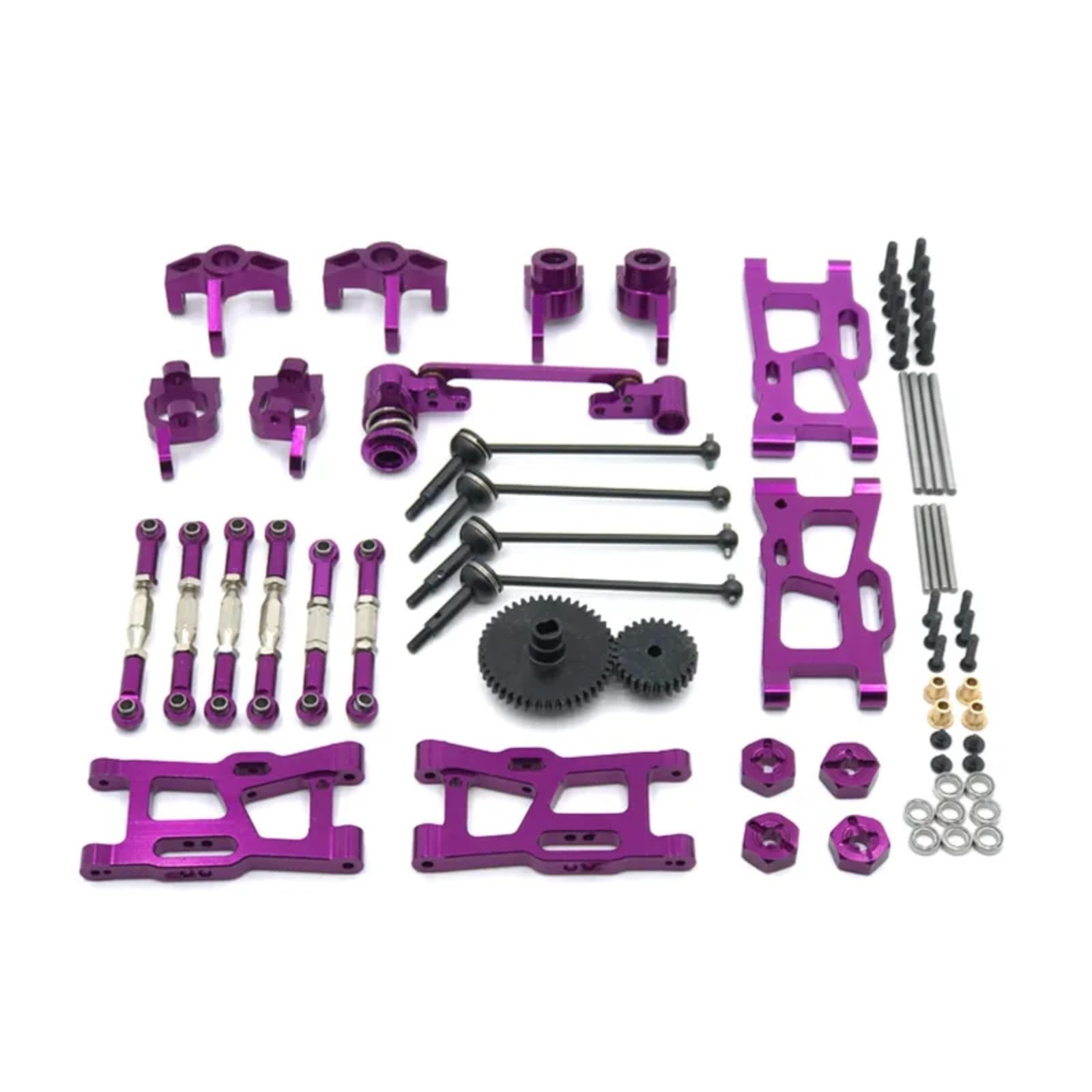 RC Upgrade Accessories for Wltoys 1/12 124016 124017 124018 124019 1/14 144010 144001 144002 Metal Drive Shaft Pull Rod for Swing Arm Steering Cup Gear RC Car Upgrade Kit(Purple)