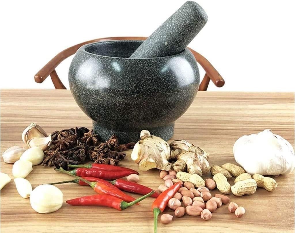 Mörser- und Stößel-Set, Mörser- und Stößel-Set, robuste Guacamole-Schüssel aus Blaustein für die Küche, Pesto-Mühle, für Gewürze, Pasten, Pestos und Guacamole