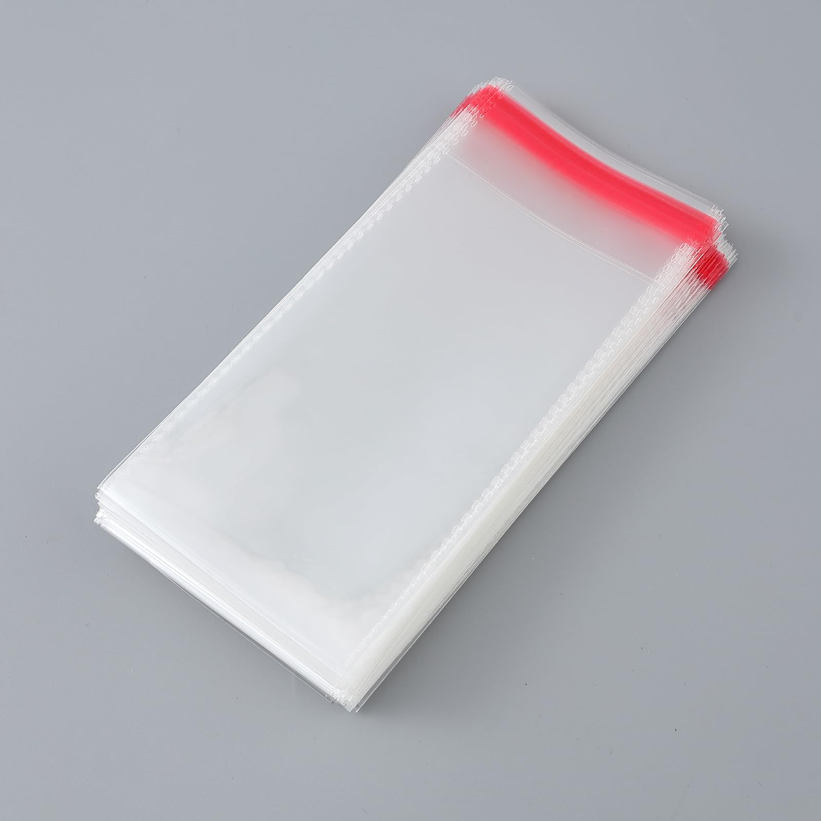 Red Dot Gift® 100 pcs (7X13+3cm) Clear Cellophane Bags Self Sealing OPP Poly Bags With Adhesive for Packing and Storage