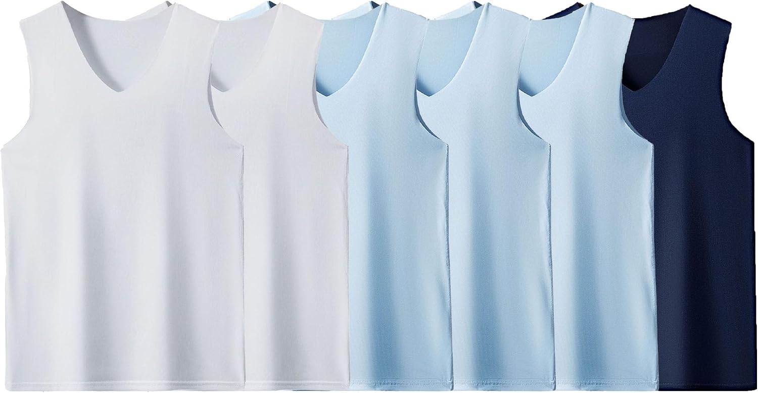 DGHM-JLMY Men's Summer Seamless Breathable Tank Tops Gym Lounge Casual Sleeveless Shirts 6 Pack Muscle Athletic Fitness Vest