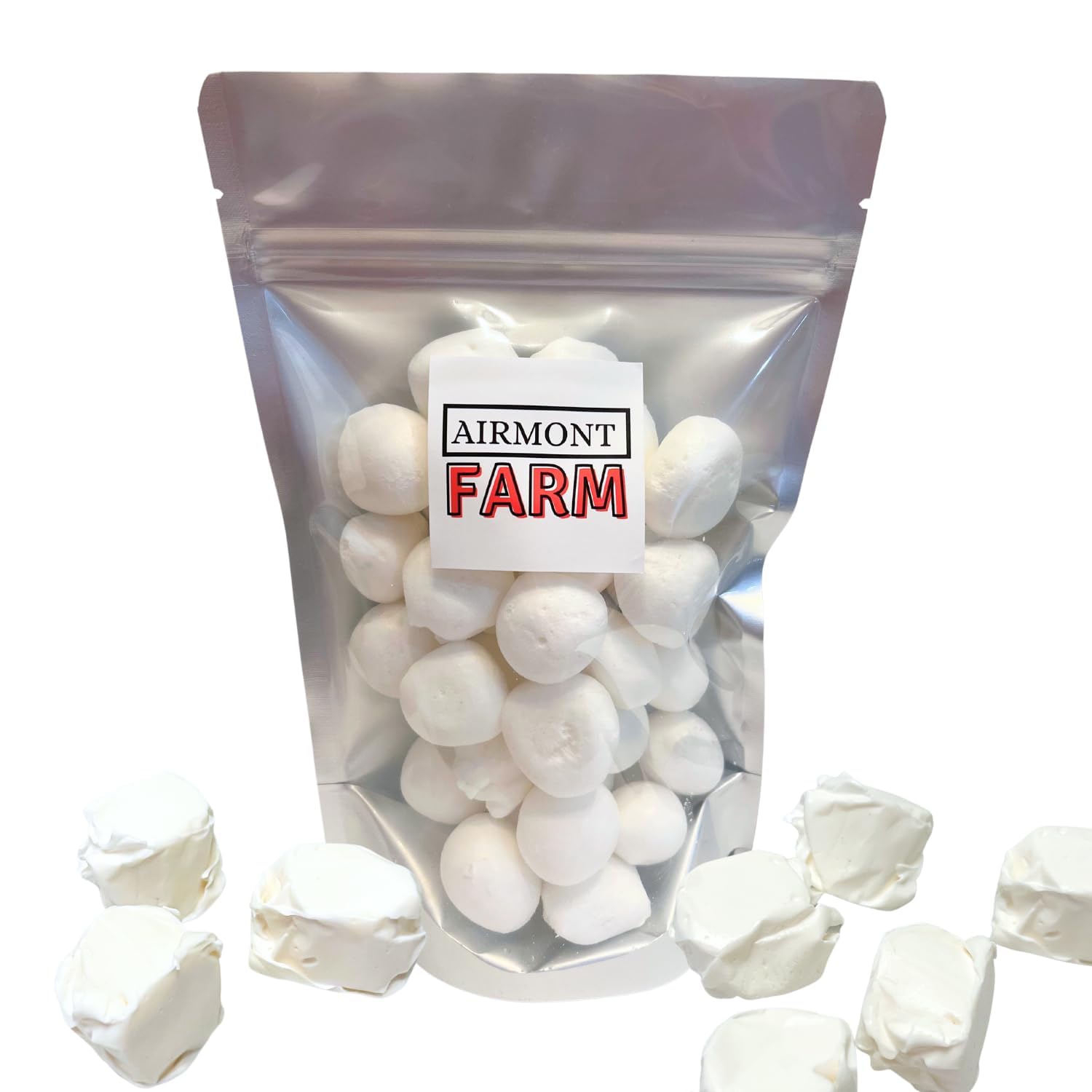 Freeze Dried Candy Vanilla Salt Water Taffy 2 oz - Cut To Bite Sized Pieces - Ships In Box - Deliciously Crunchy, Intense Flavor, Lightweight Snack (Vanilla)