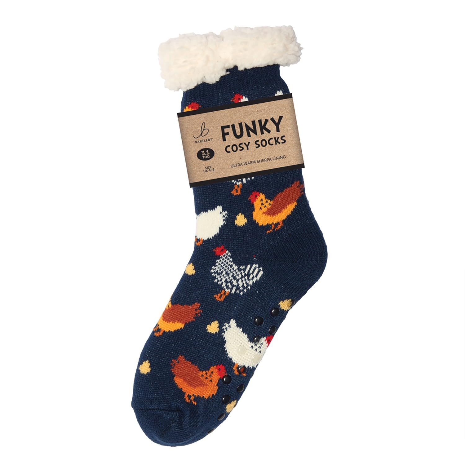Bartleby Ladies Sherpa Socks - Colourful Chickens