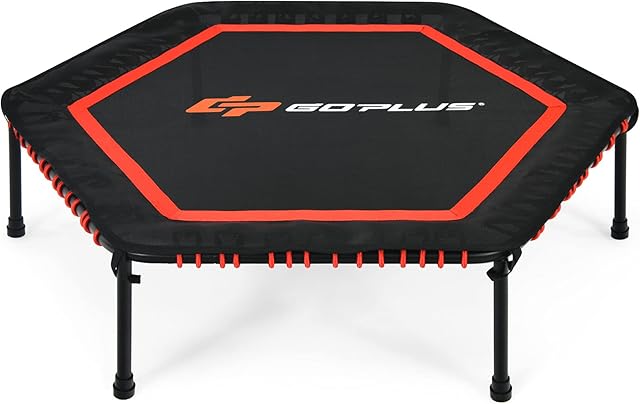 COSTWAY 50" Fitness Trampoline, Exercise Jumping Rebounder with Safety Pads & Bungee Cords, Indoor Outdoor Aerobic Workout Trampolines for Kids Adults
