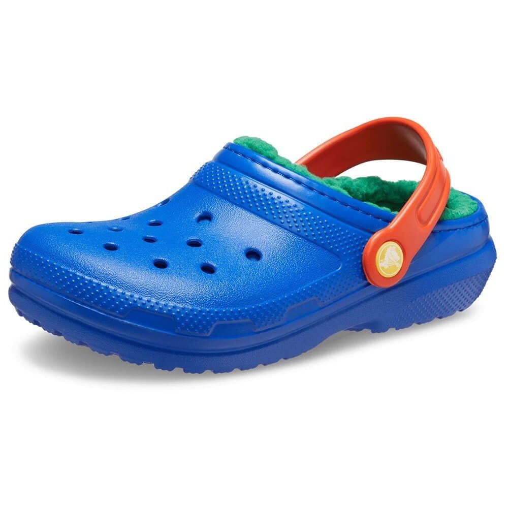 Crocs Kids Clogs, Classic Lined Clog T, Blue Bolt/Multi,9 UK Child