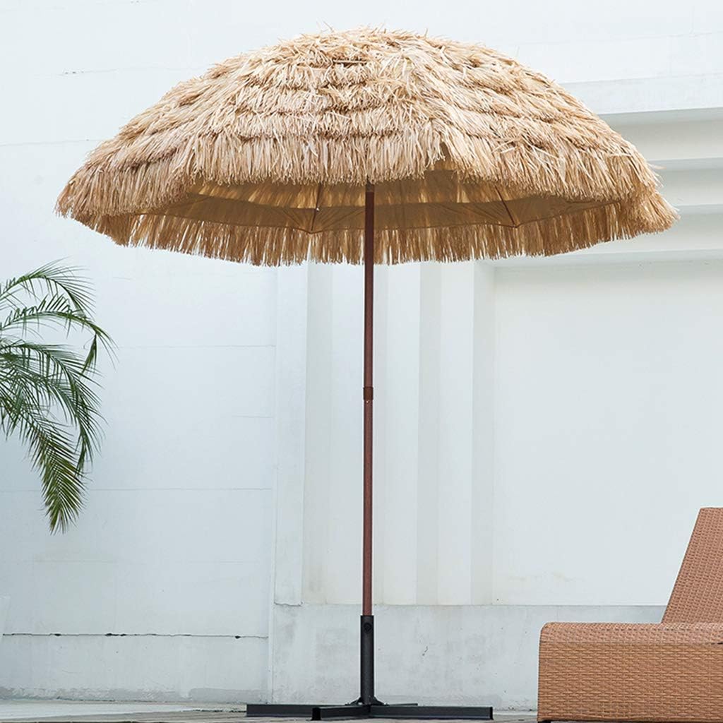 Patio Umbrella OutdoorBeach Straw Parasol Umbrella with Base, with Tilt Function Hawaiian Beach Parasol, for Garden Pool Patio Umbrellas Round good