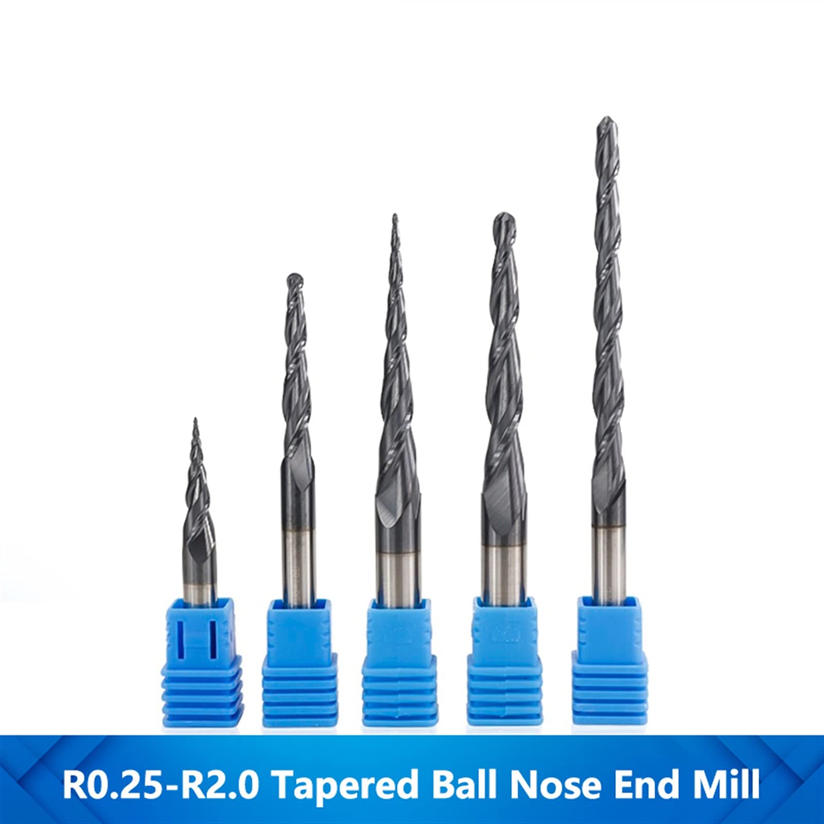 YINGJUN Tungsten Carbide Tapered Ballnose Fin Mill R0.25-R2.0 bit de enrutador CNC for Cortador de molienda de Madera CNC Grabado bit (Size : R1.5xD6x30.5x75L)