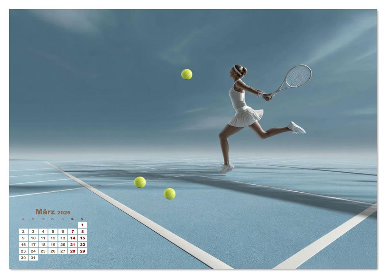 Aufschlag - Punkt - Applaus (Wandkalender 2026 DIN A3 quer), CALVENDO Monatskalender: Tennis Motive