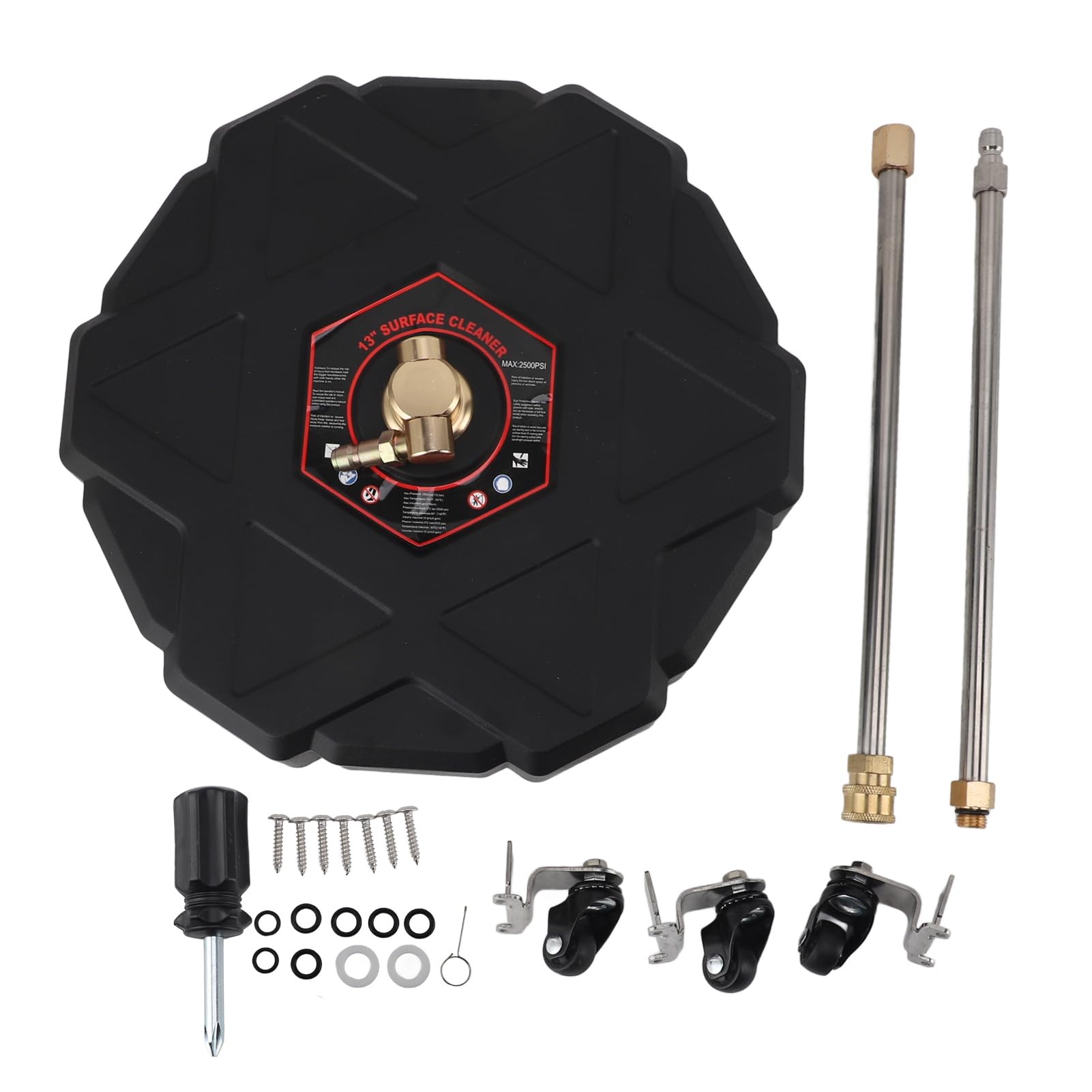 Fafeicy Limpiador de Superficies a Presión de 2500 PSI Lavadora de Superficies a Presión de Acero Inoxidable de 13 Pulgadas con 2 Varillas de Extensión 1 4 Ruedas de Enchufe Rápido para Pavimento de