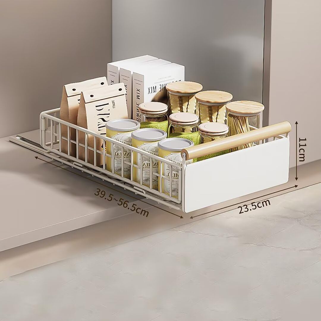 Pull Out Cabinet Organiser, 2PCS pull out kitchen storage Foldable, 23.5*11*39.5~56.5cm - Image 2