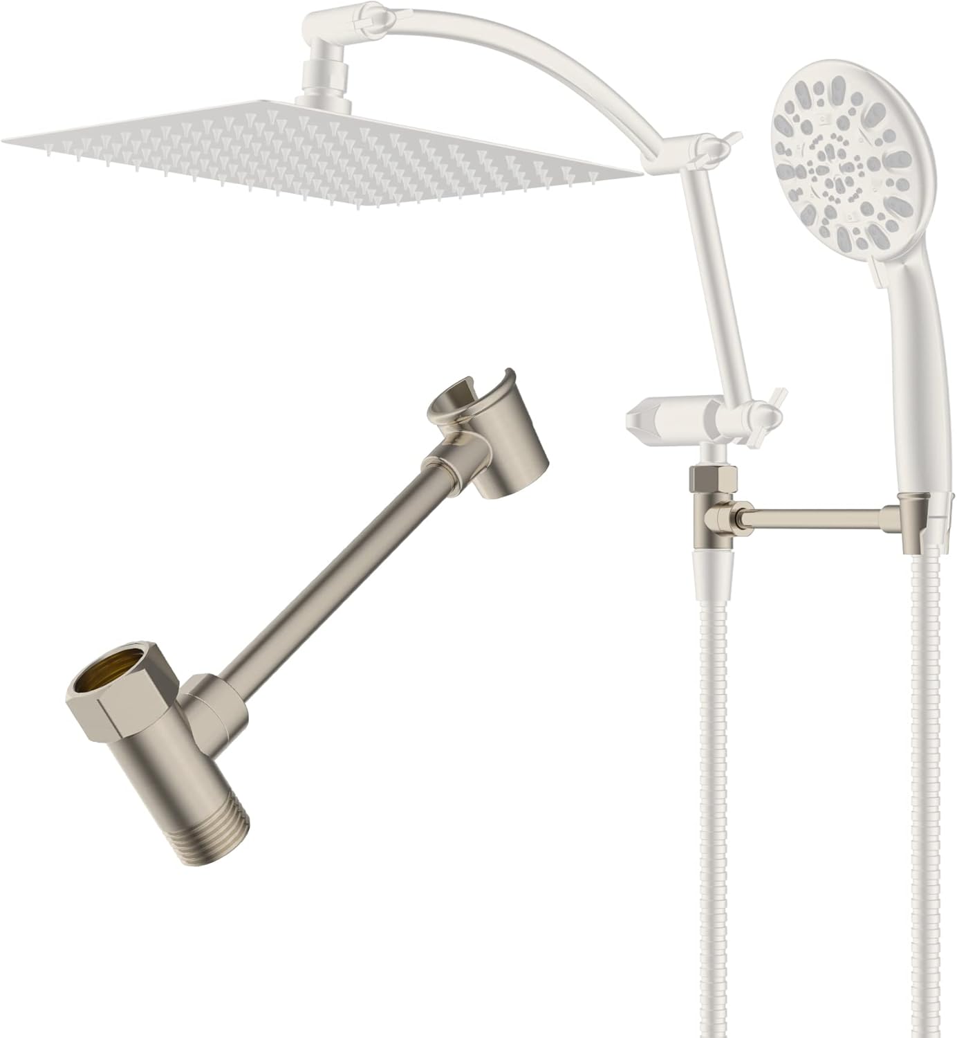 Hibbent All Metal Shower Head Holder, Solid Brass Shower Arm Holder for