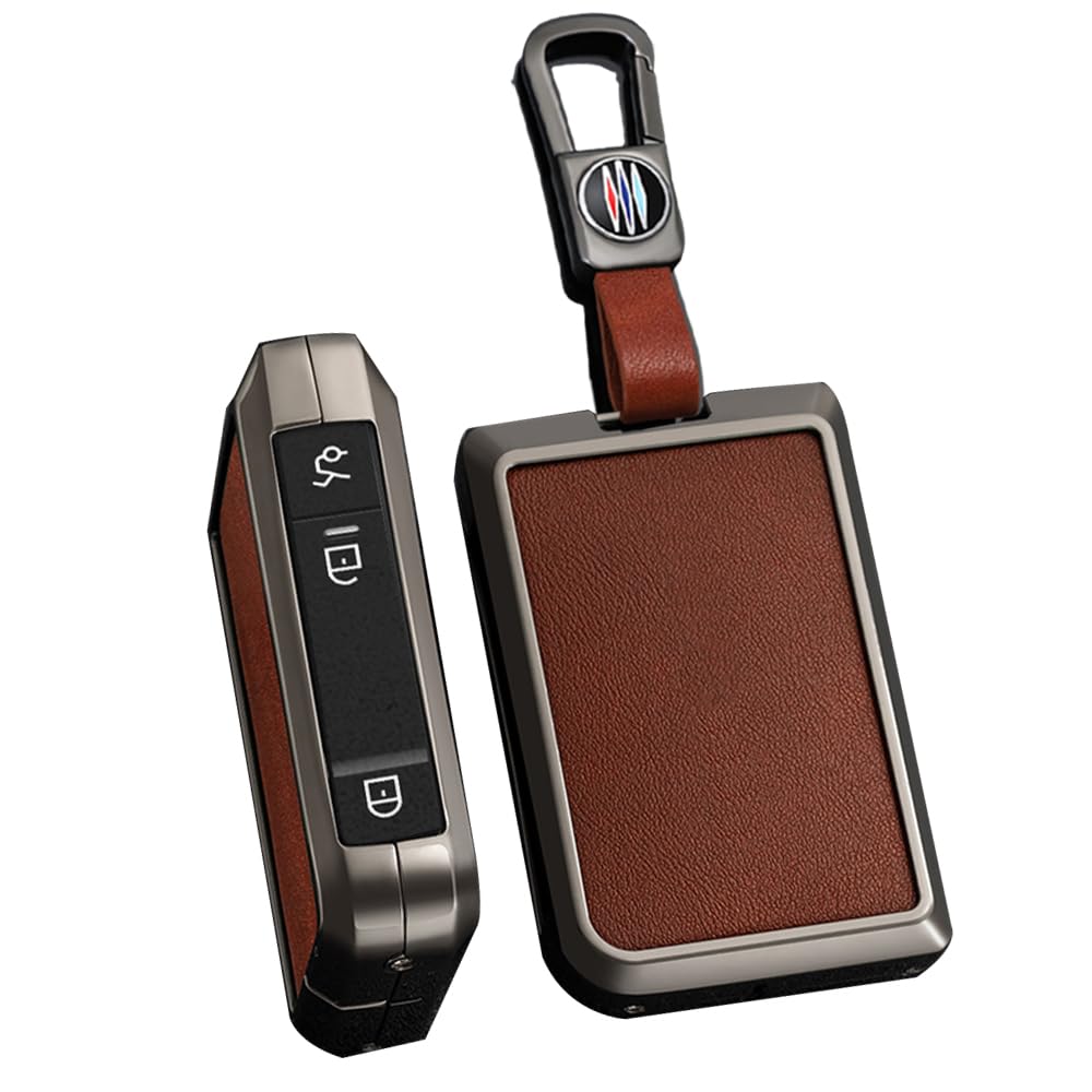 TECART Smart hoes voor autosleutel, geschikt voor LYNK&CO Lynk Co 01 02 03 05 06 09, leren patroon, draagbare beschermhoes, sleutelhoes, accessoires, sleutels A 3 toetsen, zwart blauw, 3-Taste
