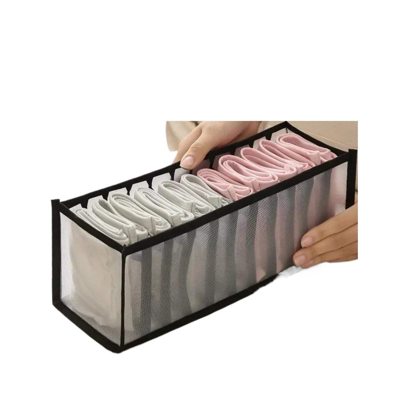 LADFRTYU Sock Storage Box Underwear Drawer Organizer Storage Box Foldable Closet Organizers Divider For Underpants Socks Bra Boxes(Black 11 grids)