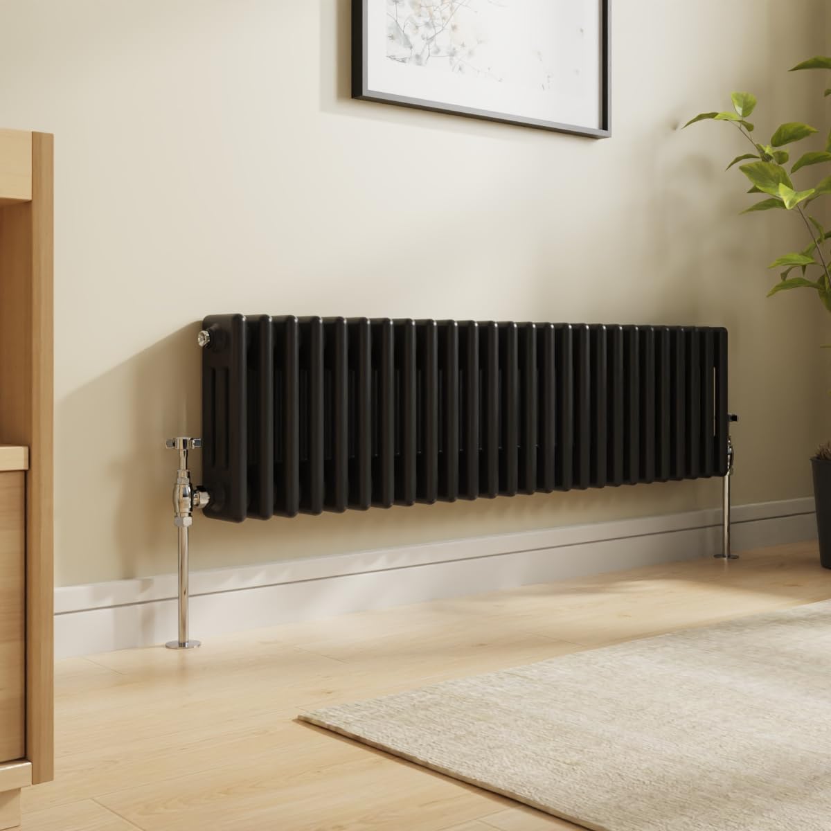 NRG Radiatore tradizionale in ghisa, 300 x 1190 mm, 3 colonne, perfetto per cucina, soggiorno, bagno