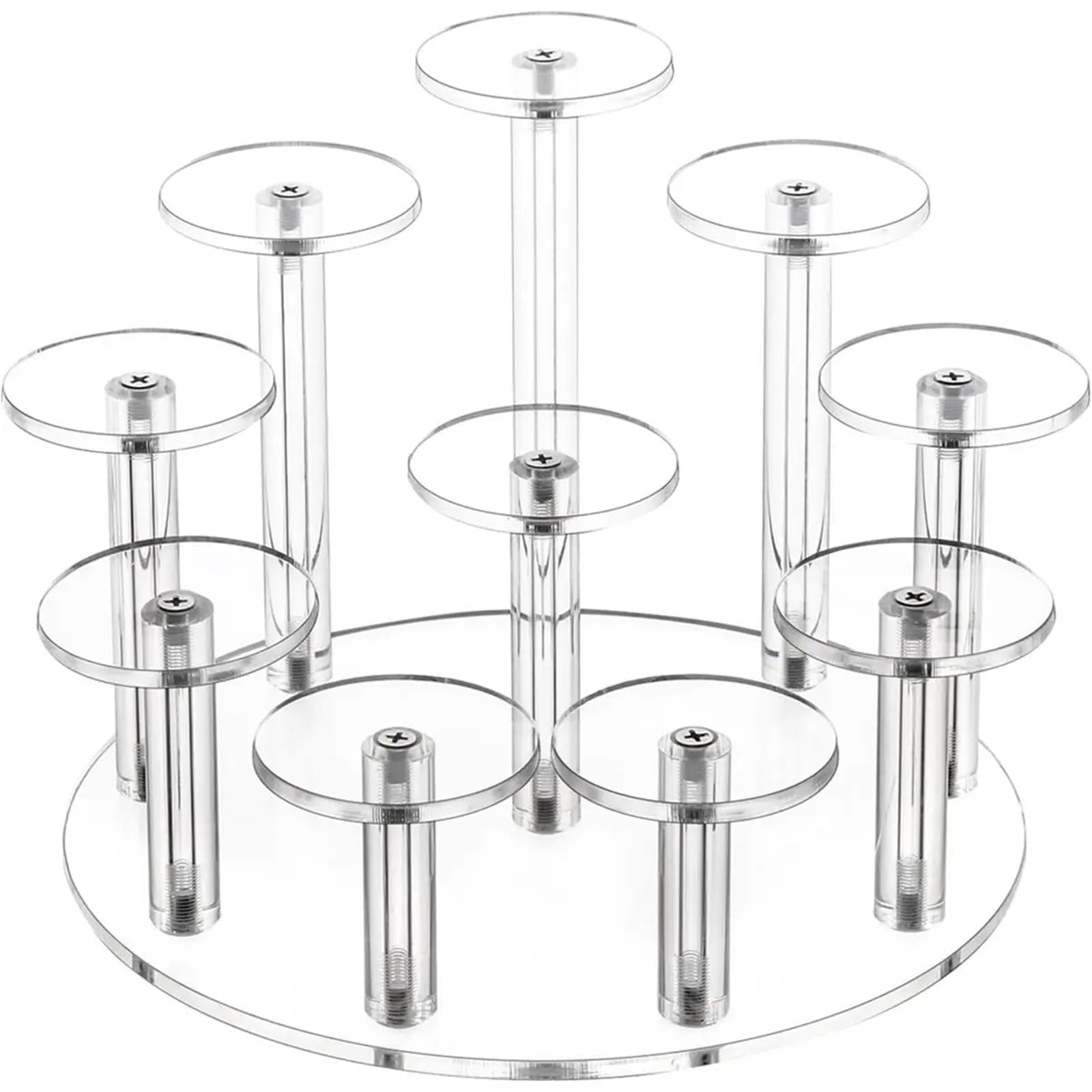 QuxetlRyz Perfume Organiser Display Risers Display Stand, 10 Tier Round, Clear Organizer for Jewelry, Figures, Perfume,Cupcake,Countertop Decoration