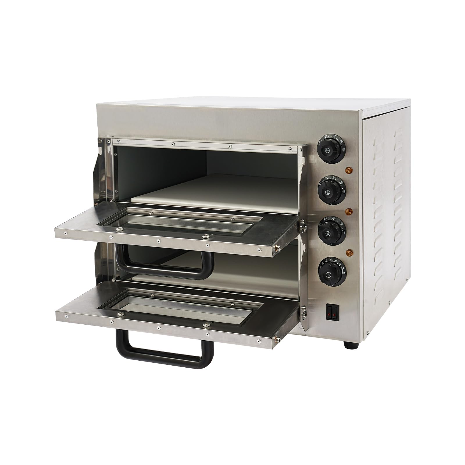 Forno per pizza, 3000 W, doppio piano, in acciaio inox, regolazione della