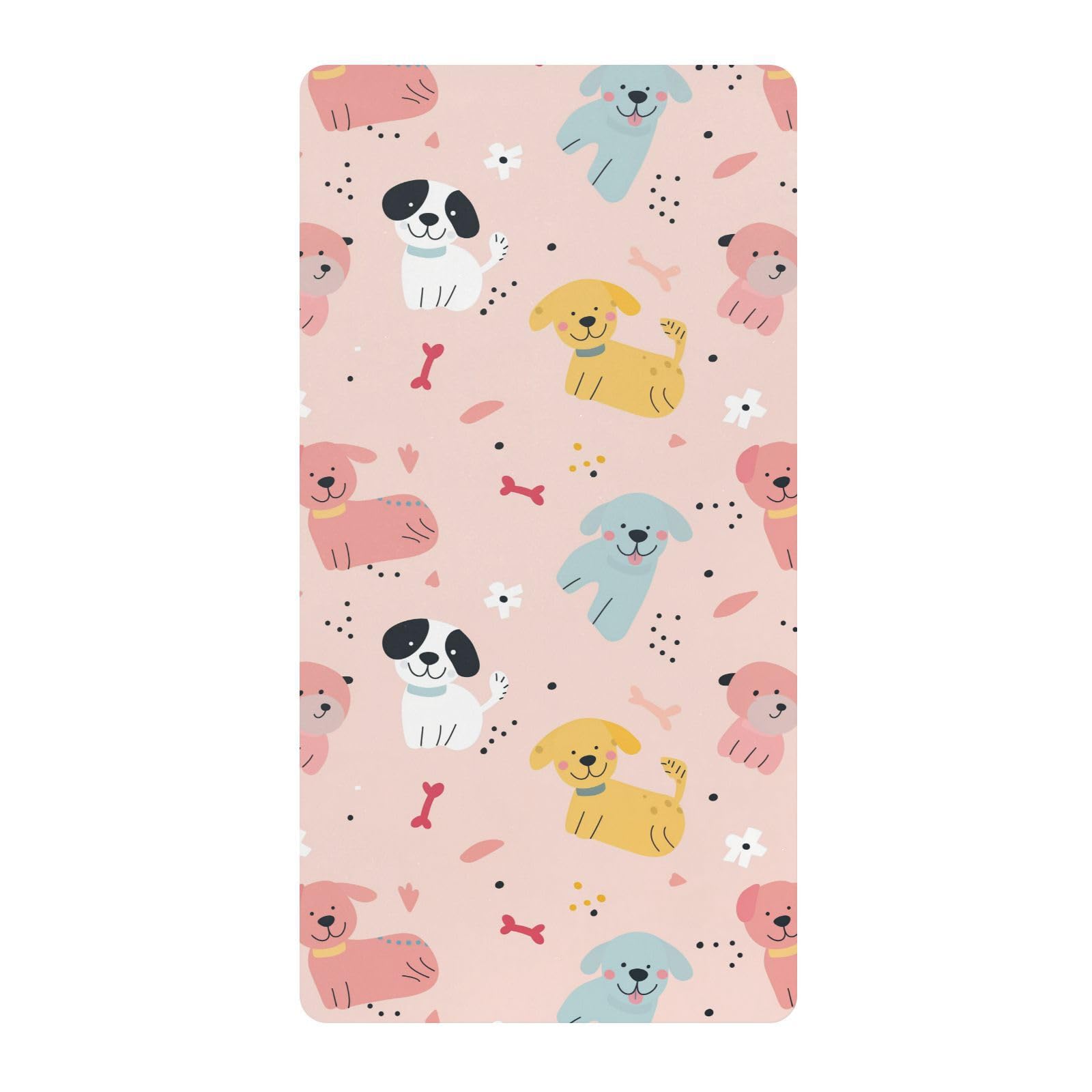 Cartone animato carino cani rosso chiaro lenzuola per neonati ragazze cotone baby playard foglio ultra morbido neonati culla lenzuolo per la decorazione della scuola materna, 1 confezione juego de