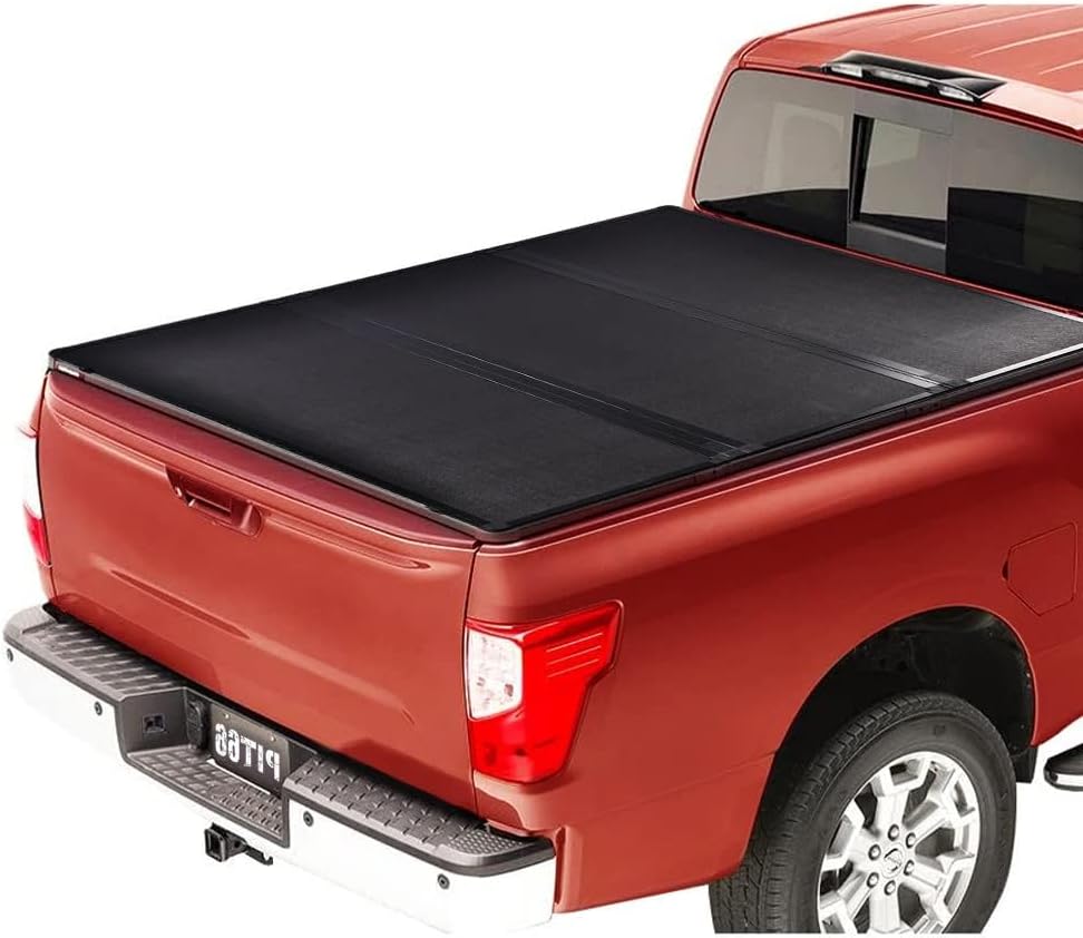 PIT66 Hard 4-Fold Truck Bed Tonneau Cover, Compatible with Toyota Tundra 2014-2019 8' Long Bed