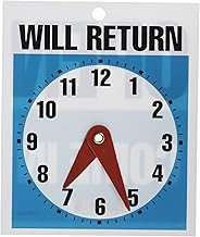 Headline Sign Double-Sided Open/Will Return Sign with Clock Hands, 5" x 6", Made in USA (9381)