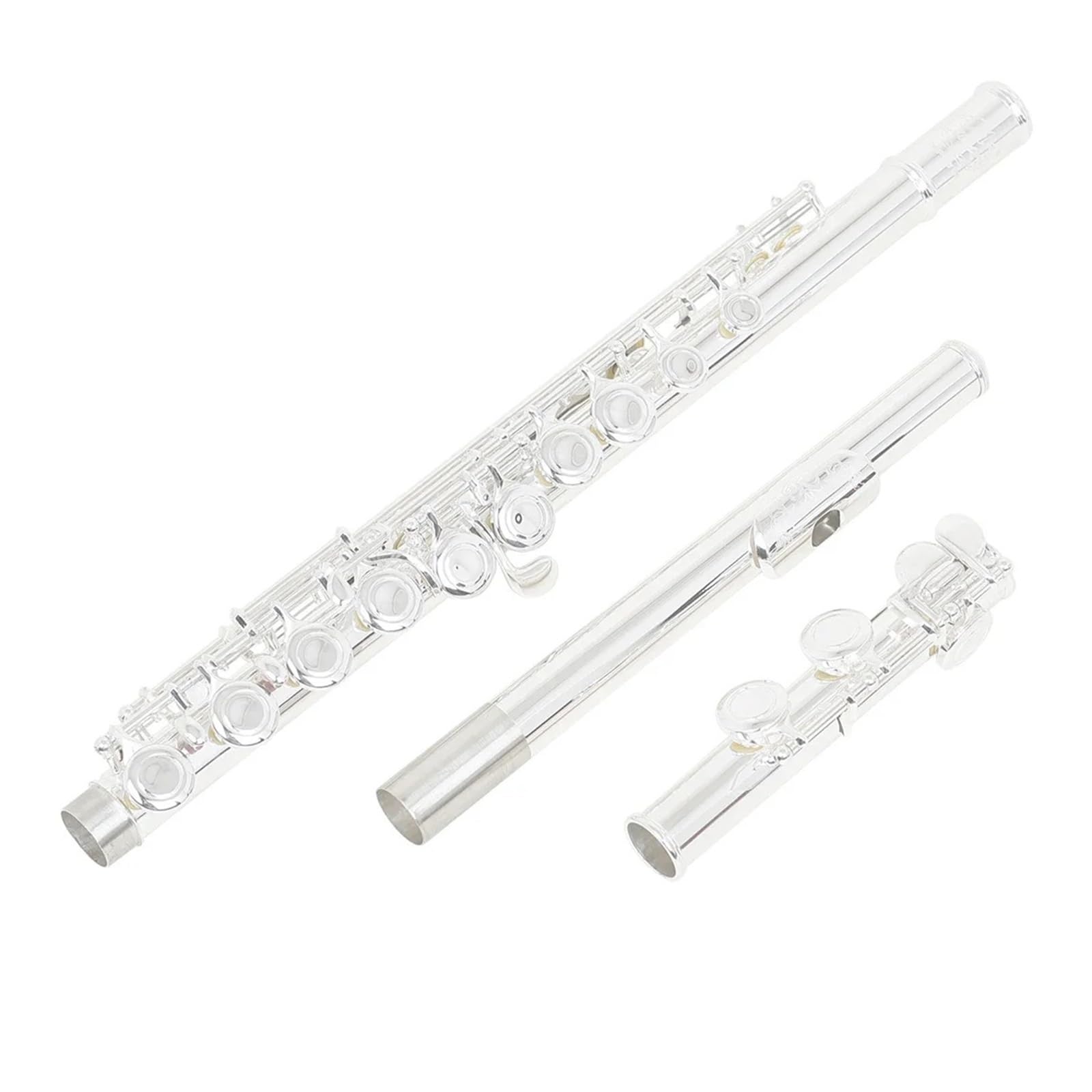 Flauto a 16 fori C-Foro chiuso regolabile Flauto in rame bianco placcato argento Strumento a fiato con accessori(Gray)