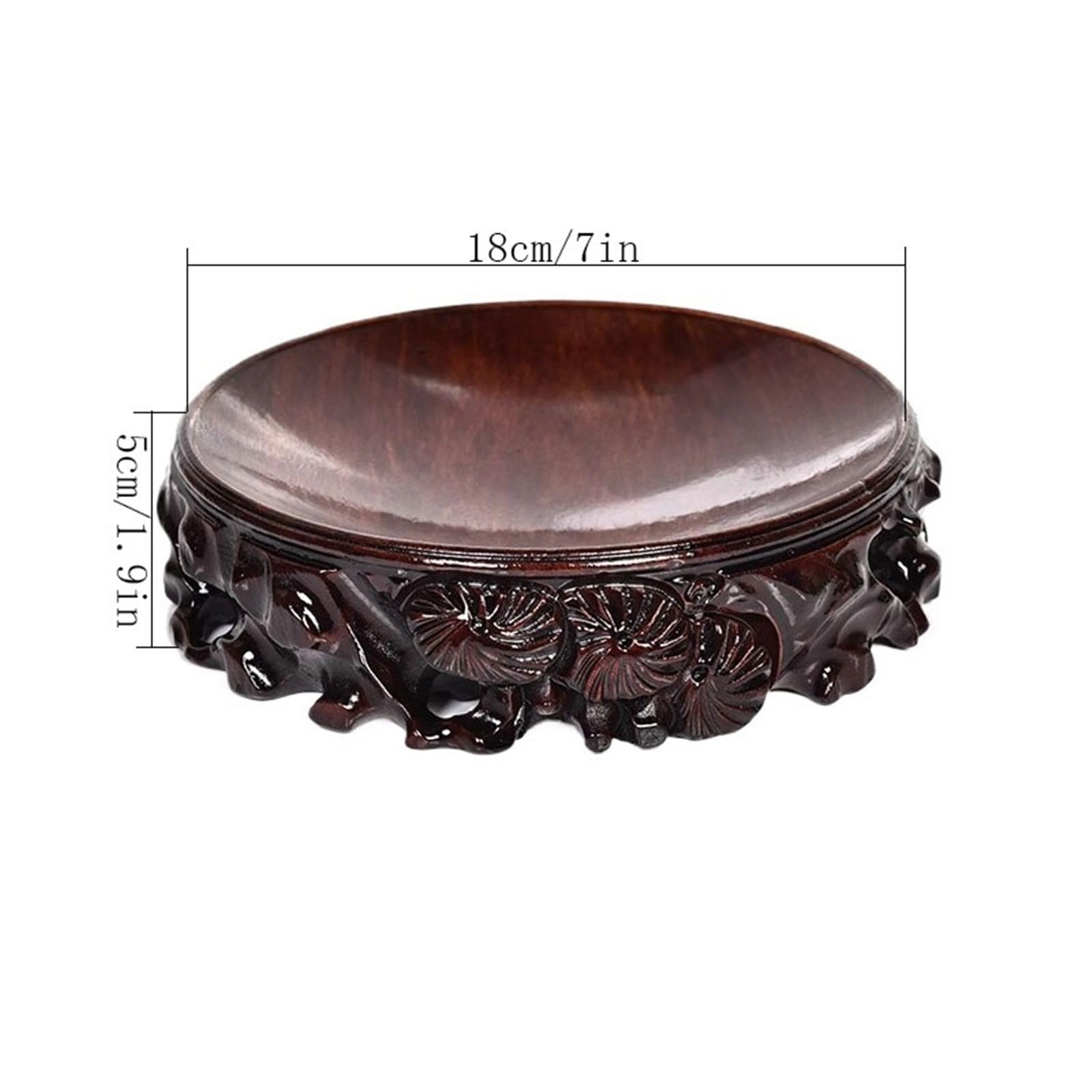 Base para jarrón Pedestal de exhibición de madera en miniatura con base cóncava tallada en superficie de estilo chino Exhibidor(Pequeño)