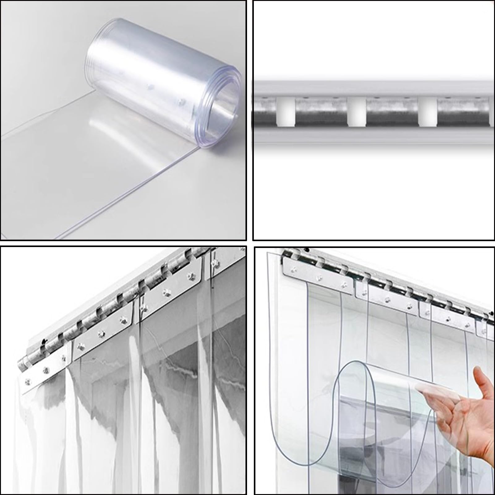 VXHCS Rideaux Isolants pour Portes À Bandes en Vinyle, 1,7mm Imperméables Transparents Durables PVC pour Chambres Froides, Salles de Bains, Écuries(1.2x2.3m)