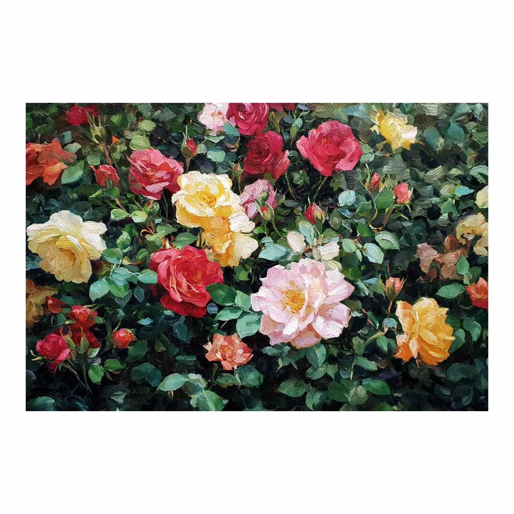 Xeniou Multicolor Flower Canvas Wall Art Ros Garden Oil Painting Canvas Wall Art, For Living Room Bedroom Restaurant Home Office Wall Decoration(Multicolor)-80X120cm Unframed