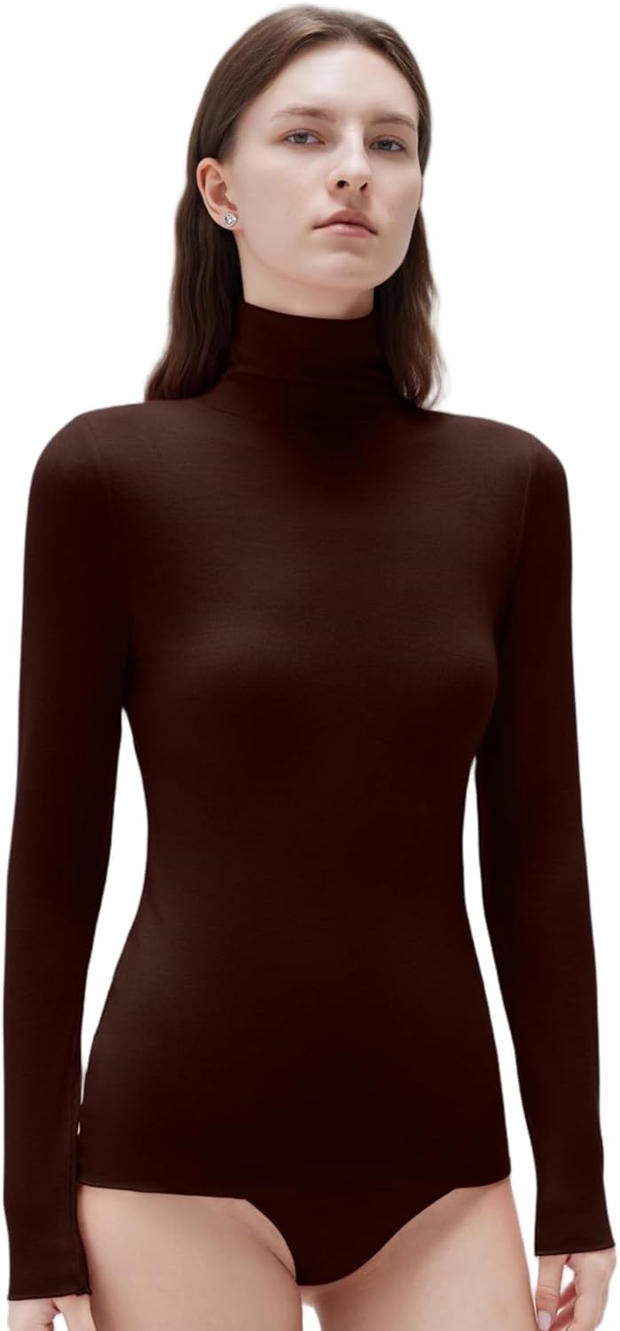 SUUKSESS Women Cashmere Turtleneck Long Sleeve Shirt Fitted Fall Basic Thermal Tops Fall Fashion