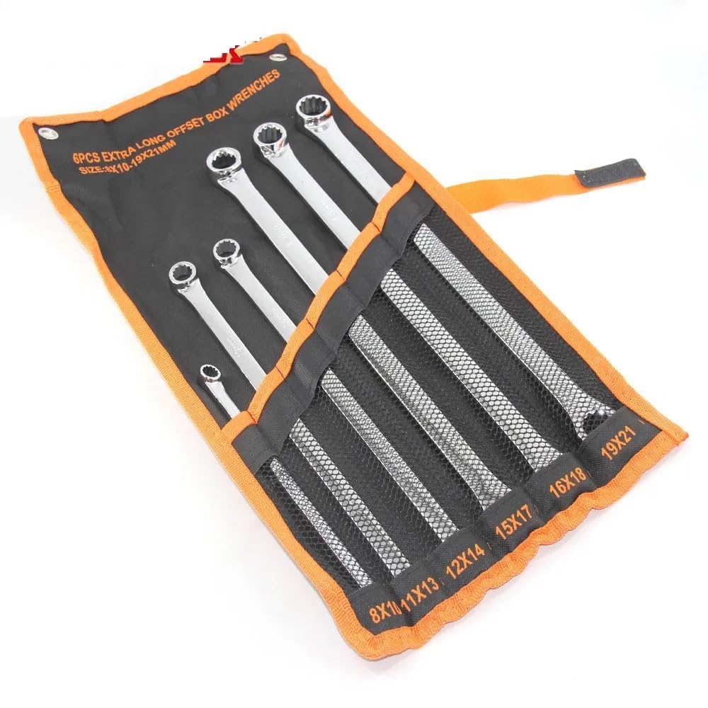 Spanner 6 Pcs Extra Long Double Ring Box End Spanner Aviation Wrench Set Strong Power Less Effort Metric 8mm-21mm
