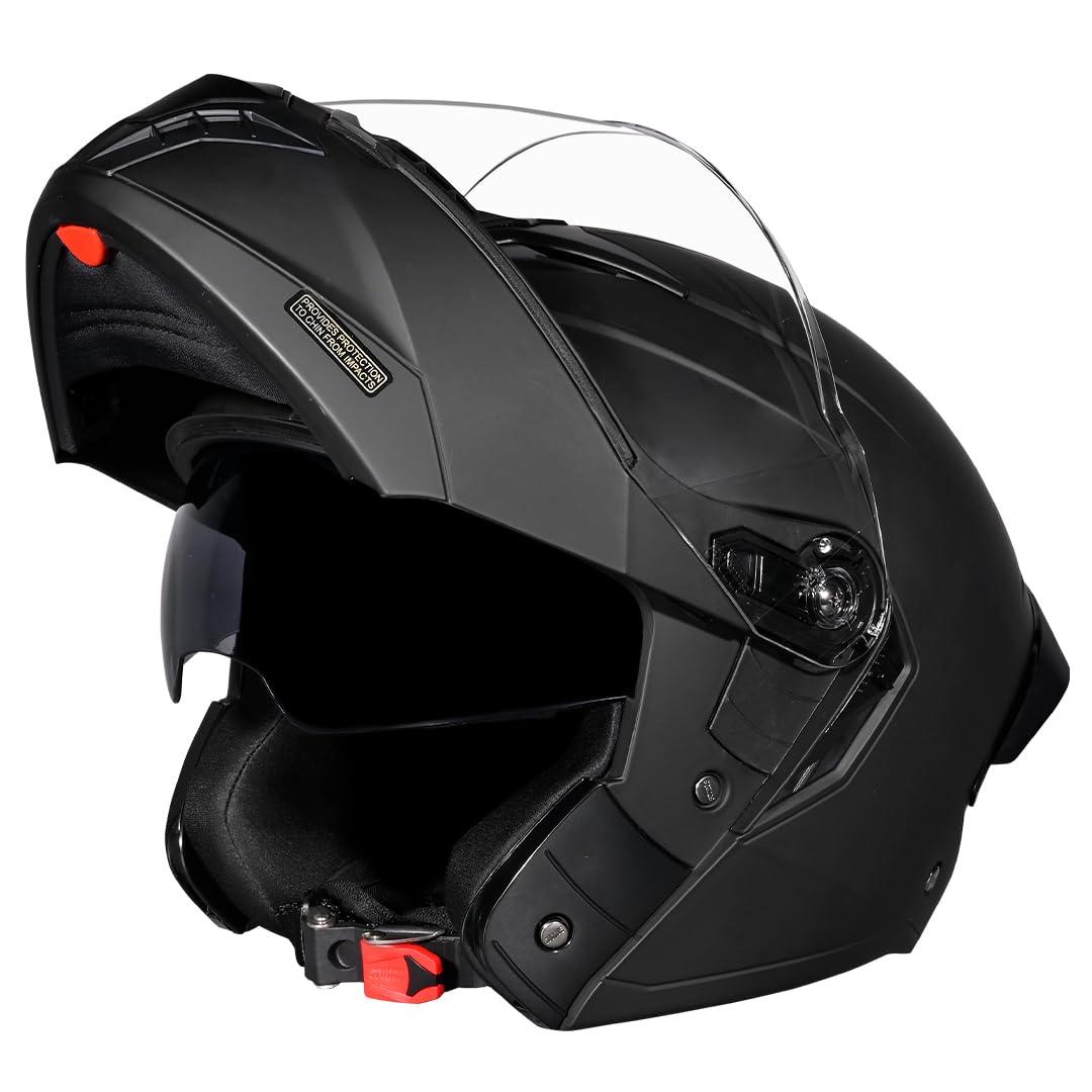 STUDDS Trooper ISI and DOT Certified Matt Finish Flip-up Full Face Helmet for Men and Women with Inner Sun Visor (Matt Bla... - Review, Price and Buying Guide