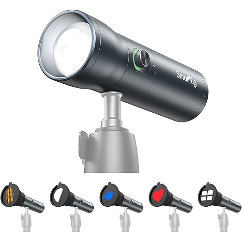SMALLRIG RGB LED Photography Flashlight, 7500mAh Aluminum Alloy Patterned Ambient Light, 4 Color Fill Light with 20 Patterned Light Filters, Perfect for Photo, Content Creation Accessorie RF10C 4634